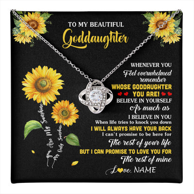 Love Knot Necklace 14K White Gold Finish | 1 | Personalized To My Goddaughter Necklace From Aunt Whenever You Feel Sunflower Goddaughter Birthday Graduation Christmas Customized Gift Box Message Card | teecentury