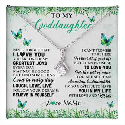 Alluring Beauty Necklace 14K White Gold Finish | 1 | Personalized To My Goddaughter Necklace From Godfather Aunt Butterfly Laugh Love Live Birthday Motivational Quote Christmas Customized Gift Box Message Card | teecentury