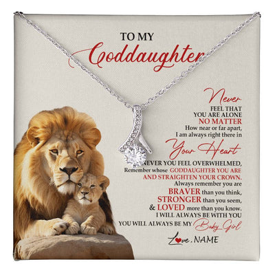 Alluring Beauty Necklace 14K White Gold Finish | 1 | Personalized To My Goddaughter Necklace From Godfather Aunt Never Feel You Are Alone Lion Goddaughter Birthday Graduation Christmas Customized Message Card | teecentury