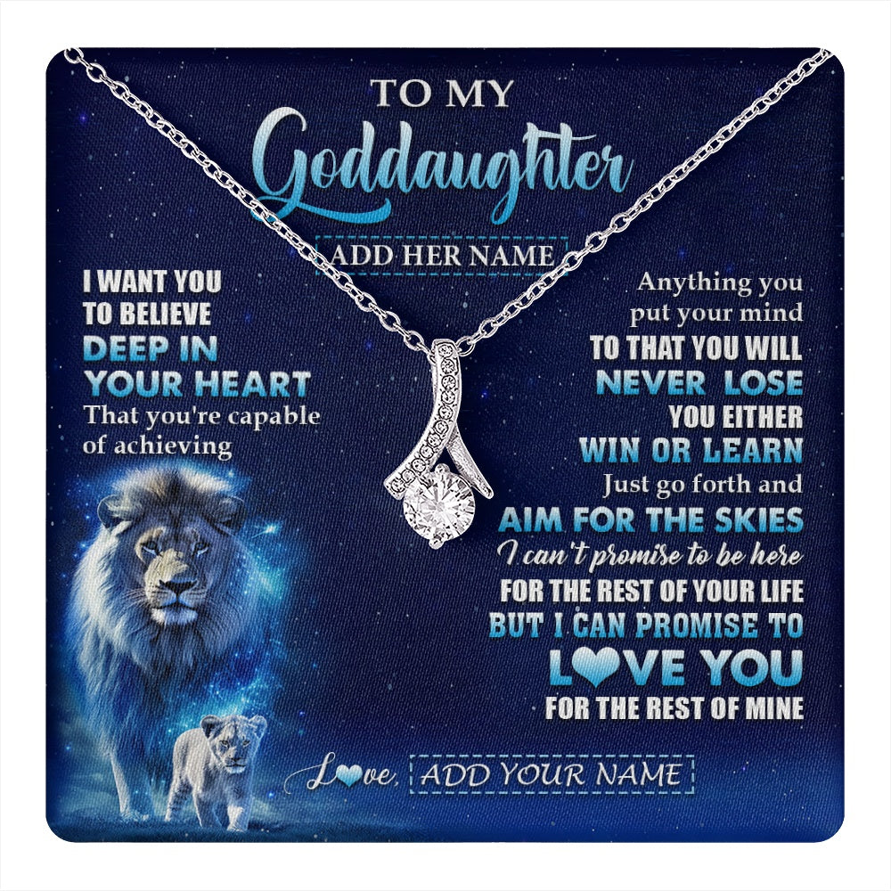 Alluring Beauty Necklace 14K White Gold Finish | 1 | Personalized To My Goddaughter Necklace From Godfather Believe Your Heart Goddaughter Gift Birthday Graduation Christmas Customized Gift Box Message Card | teecentury.myshopify