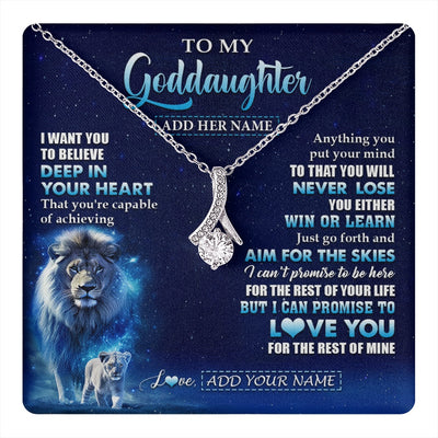 Alluring Beauty Necklace 14K White Gold Finish | 1 | Personalized To My Goddaughter Necklace From Godfather Believe Your Heart Goddaughter Gift Birthday Graduation Christmas Customized Gift Box Message Card | teecentury.myshopify
