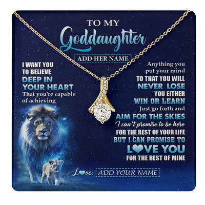 Alluring Beauty Necklace 18K Yellow Gold Finish | 1 | Personalized To My Goddaughter Necklace From Godfather Believe Your Heart Goddaughter Gift Birthday Graduation Christmas Customized Gift Box Message Card | teecentury.myshopify