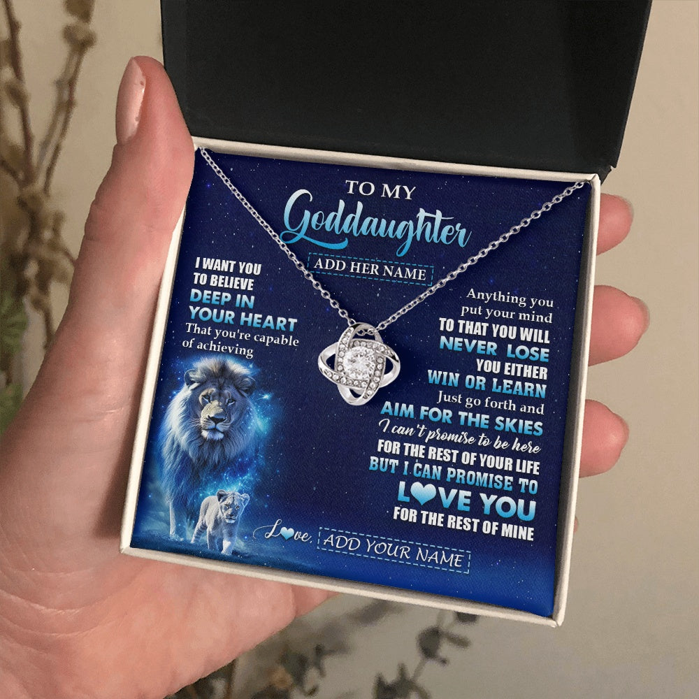 Love Knot Necklace 14K White Gold Finish | 2 | Personalized To My Goddaughter Necklace From Godfather Believe Your Heart Goddaughter Gift Birthday Graduation Christmas Customized Gift Box Message Card | teecentury.myshopify