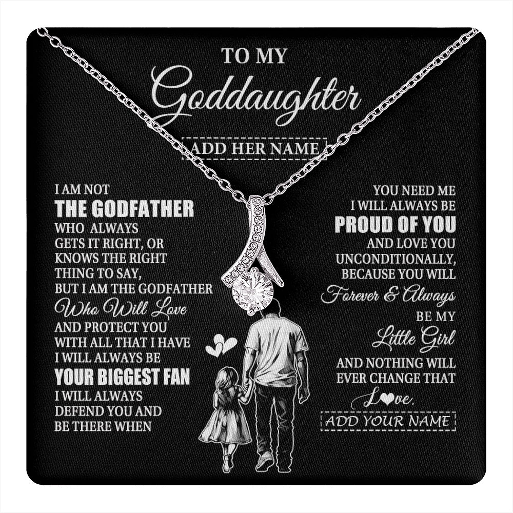 Alluring Beauty Necklace 14K White Gold Finish | 1 | Personalized To My Goddaughter Necklace From Godfather Biggest Fan Birthday Gifts For Goddaughter From Godfather Aunt Christmas Custom Gift Box Message Card | teecentury.myshopify