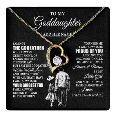 Forever Love Necklace 18K Yellow Gold Finish | 1 | Personalized To My Goddaughter Necklace From Godfather Biggest Fan Birthday Gifts For Goddaughter From Godfather Aunt Christmas Custom Gift Box Message Card | teecentury.myshopify