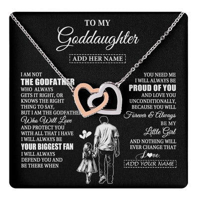 Interlocking Hearts Necklace Stainless Steel & Rose Gold Finish | 1 | Personalized To My Goddaughter Necklace From Godfather Biggest Fan Birthday Gifts For Goddaughter From Godfather Aunt Christmas Custom Gift Box Message Card | teecentury.myshopify