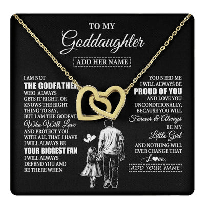 Interlocking Hearts Necklace 18K Yellow Gold Finish | 1 | Personalized To My Goddaughter Necklace From Godfather Biggest Fan Birthday Gifts For Goddaughter From Godfather Aunt Christmas Custom Gift Box Message Card | teecentury.myshopify