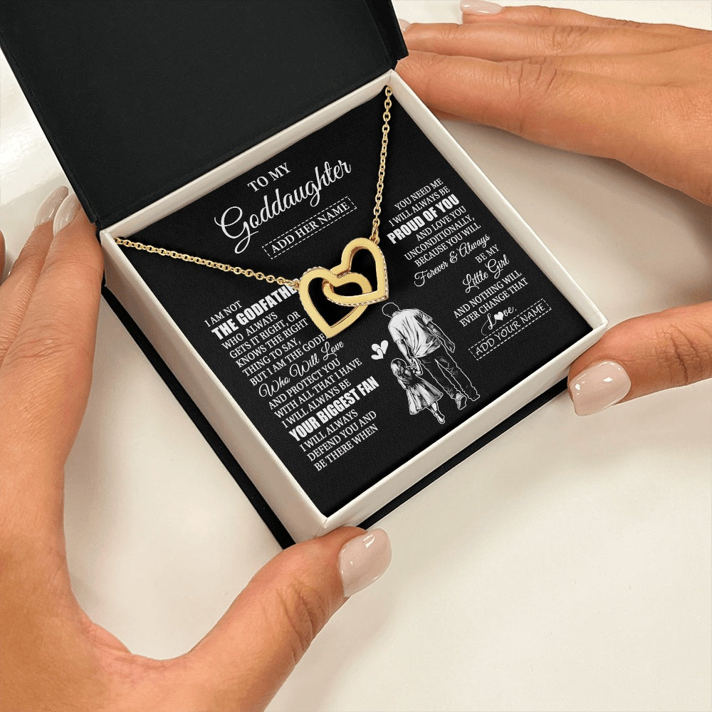 Interlocking Hearts Necklace 18K Yellow Gold Finish | 2 | Personalized To My Goddaughter Necklace From Godfather Biggest Fan Birthday Gifts For Goddaughter From Godfather Aunt Christmas Custom Gift Box Message Card | teecentury.myshopify