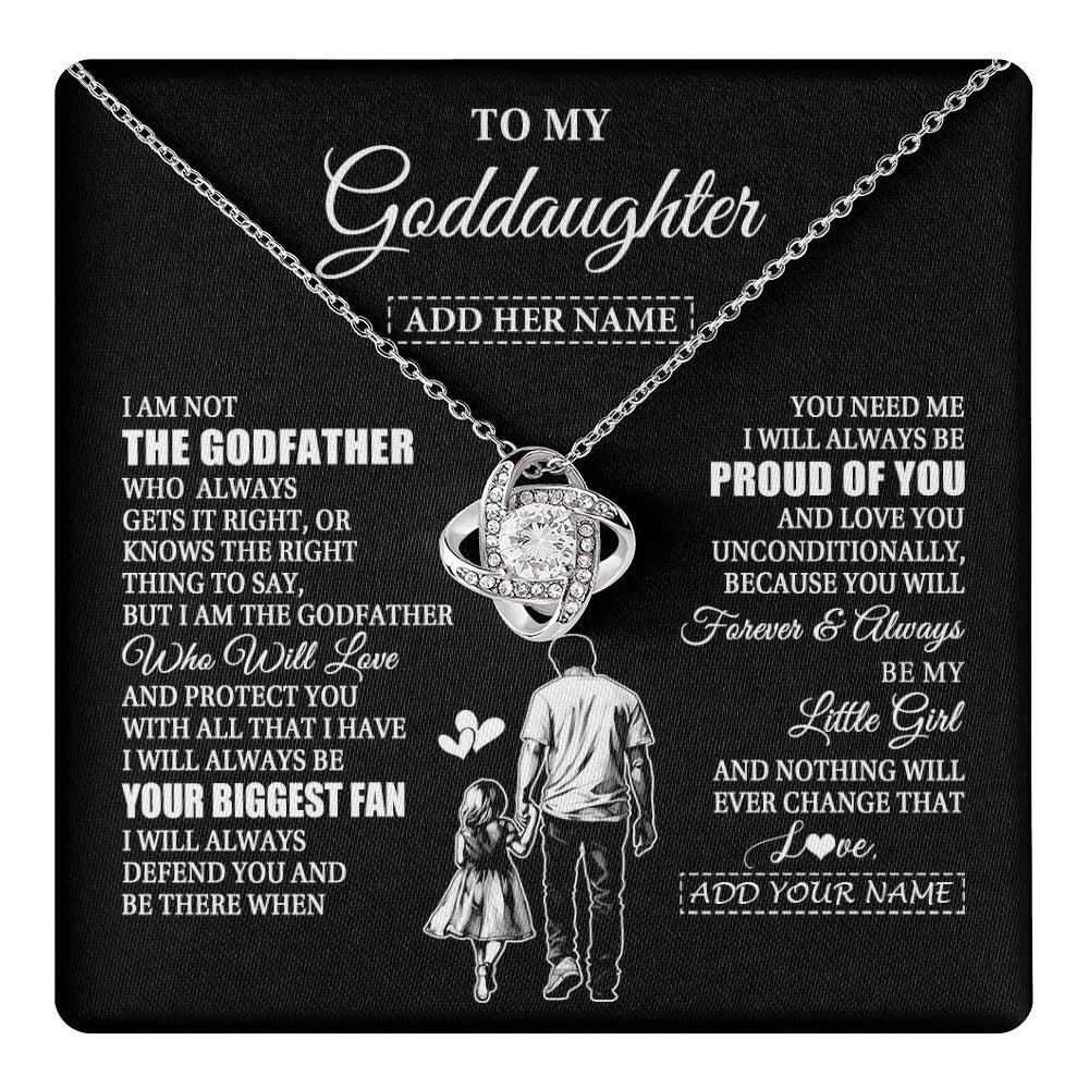 Love Knot Necklace 14K White Gold Finish | 1 | Personalized To My Goddaughter Necklace From Godfather Biggest Fan Birthday Gifts For Goddaughter From Godfather Aunt Christmas Custom Gift Box Message Card | teecentury.myshopify