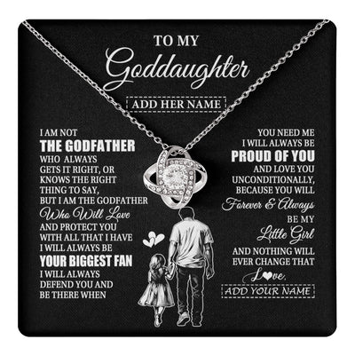 Love Knot Necklace 14K White Gold Finish | 1 | Personalized To My Goddaughter Necklace From Godfather Biggest Fan Birthday Gifts For Goddaughter From Godfather Aunt Christmas Custom Gift Box Message Card | teecentury.myshopify