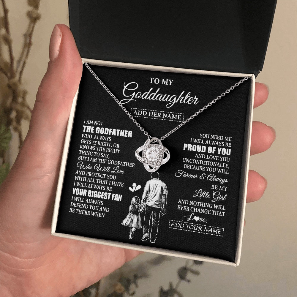 Love Knot Necklace 14K White Gold Finish | 2 | Personalized To My Goddaughter Necklace From Godfather Biggest Fan Birthday Gifts For Goddaughter From Godfather Aunt Christmas Custom Gift Box Message Card | teecentury.myshopify
