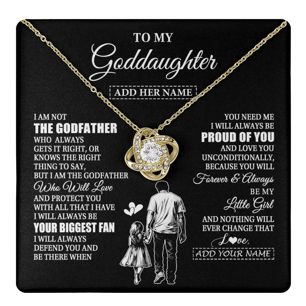 Love Knot Necklace 18K Yellow Gold Finish | 1 | Personalized To My Goddaughter Necklace From Godfather Biggest Fan Birthday Gifts For Goddaughter From Godfather Aunt Christmas Custom Gift Box Message Card | teecentury.myshopify