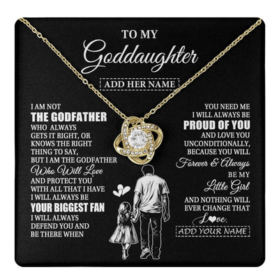 Love Knot Necklace 18K Yellow Gold Finish | 1 | Personalized To My Goddaughter Necklace From Godfather Biggest Fan Birthday Gifts For Goddaughter From Godfather Aunt Christmas Custom Gift Box Message Card | teecentury.myshopify