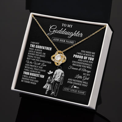 Love Knot Necklace 18K Yellow Gold Finish | 2 | Personalized To My Goddaughter Necklace From Godfather Biggest Fan Birthday Gifts For Goddaughter From Godfather Aunt Christmas Custom Gift Box Message Card | teecentury.myshopify