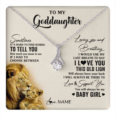 Alluring Beauty Necklace 14K White Gold Finish | 1 | Personalized To My Goddaughter Necklace From Godfather I Love You This Old Lion Goddaughter Birthday Christmas Jewelry Customized Gift Box Message Card | teecentury