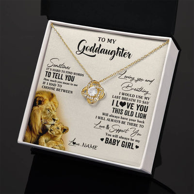 Love Knot Necklace 18K Yellow Gold Finish | 2 | Personalized To My Goddaughter Necklace From Godfather I Love You This Old Lion Goddaughter Birthday Christmas Jewelry Customized Gift Box Message Card | teecentury