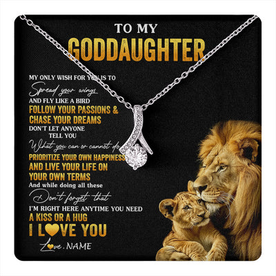 Alluring Beauty Necklace 14K White Gold Finish | 1 | Personalized To My Goddaughter Necklace From Godfather Lion My Only Wish For You Goddaughter Birthday Graduation Christmas Customized Gift Box Message Card | teecentury