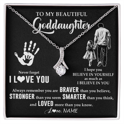 Alluring Beauty Necklace 14K White Gold Finish | 1 | Personalized To My Goddaughter Necklace From Godfather Never Forget I Love You Goddaughter Birthday Christmas Graduation Customized Gift Box Message Card | teecentury