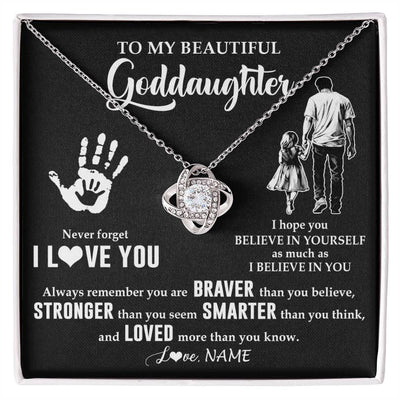 Love Knot Necklace 14K White Gold Finish | 1 | Personalized To My Goddaughter Necklace From Godfather Never Forget I Love You Goddaughter Birthday Christmas Graduation Customized Gift Box Message Card | teecentury