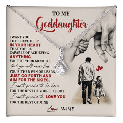 Alluring Beauty Necklace 14K White Gold Finish | 1 | Personalized To My Goddaughter Necklace From Godfather Promise To Love You Goddaughter Birthday Jewelry Graduation Christmas Customized Gift Box Message Card | teecentury