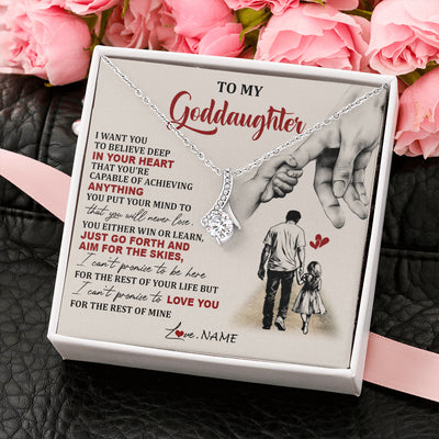 Alluring Beauty Necklace 14K White Gold Finish | 2 | Personalized To My Goddaughter Necklace From Godfather Promise To Love You Goddaughter Birthday Jewelry Graduation Christmas Customized Gift Box Message Card | teecentury
