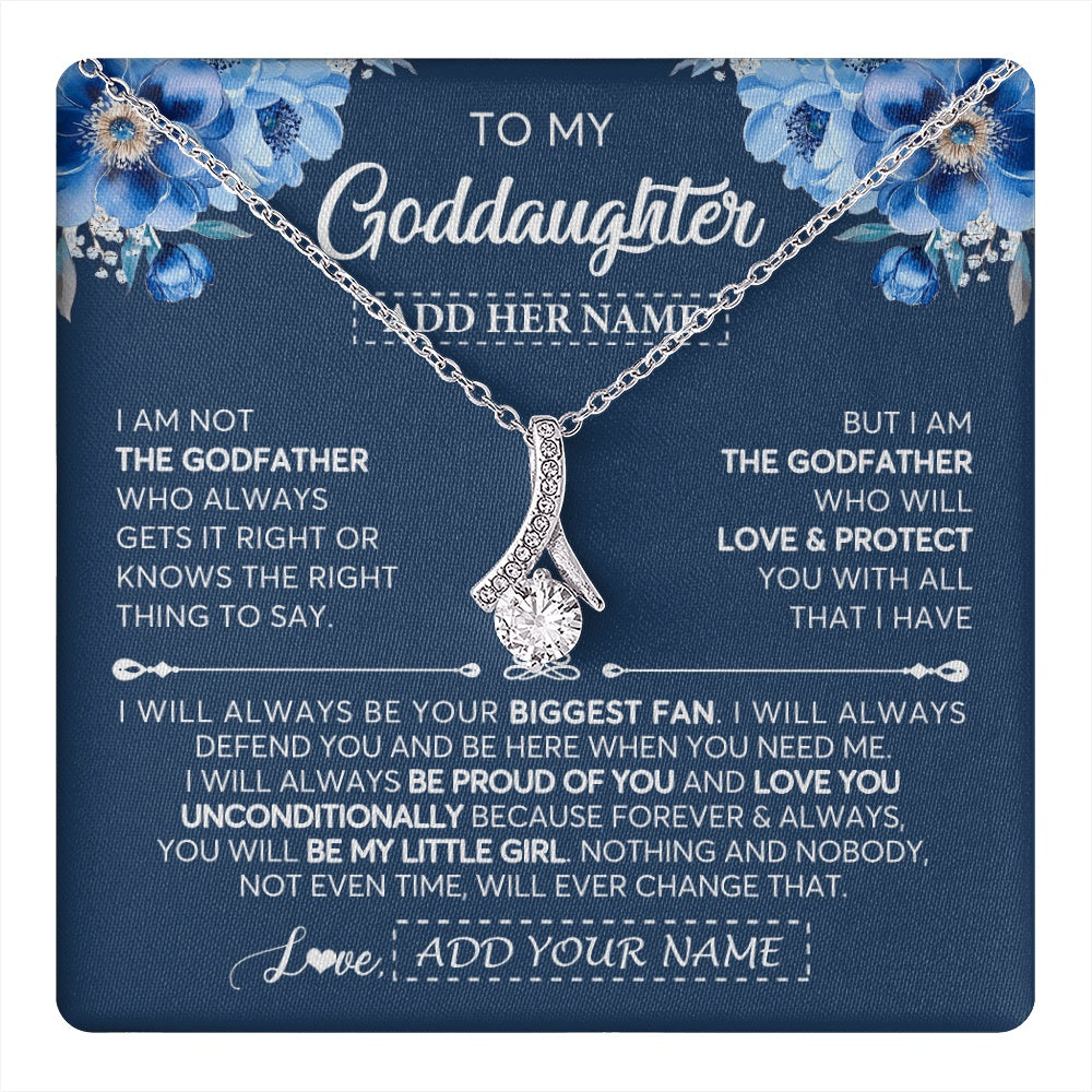 Alluring Beauty Necklace 14K White Gold Finish | 1 | Personalized To My Goddaughter Necklace From Godfather Proud Of You Birthday Gifts For Goddaughter Jewelry Gifts Christmas Custom Gift Box Message Card | https://teecentury.