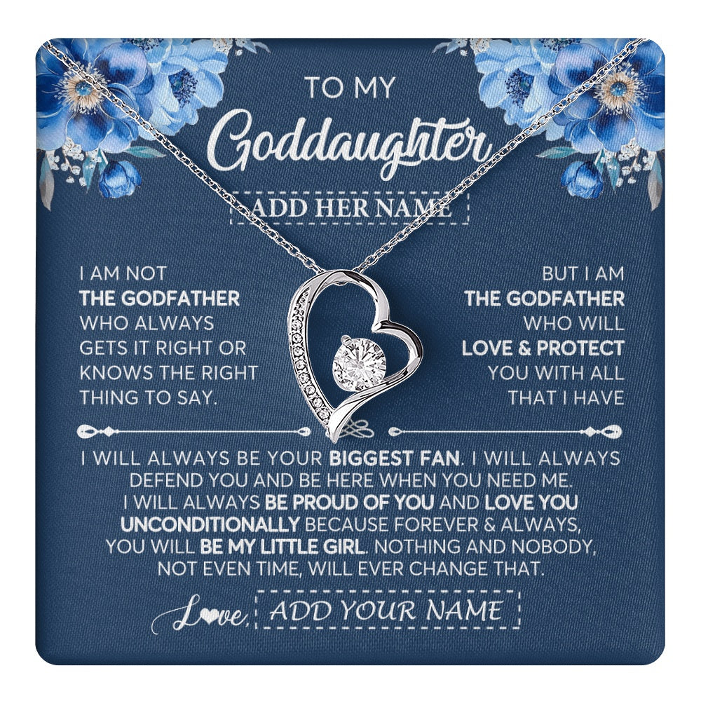 Forever Love Necklace 14K White Gold Finish | 1 | Personalized To My Goddaughter Necklace From Godfather Proud Of You Birthday Gifts For Goddaughter Jewelry Gifts Christmas Custom Gift Box Message Card | https://teecentury.
