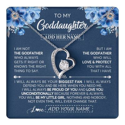 Forever Love Necklace 14K White Gold Finish | 1 | Personalized To My Goddaughter Necklace From Godfather Proud Of You Birthday Gifts For Goddaughter Jewelry Gifts Christmas Custom Gift Box Message Card | https://teecentury.