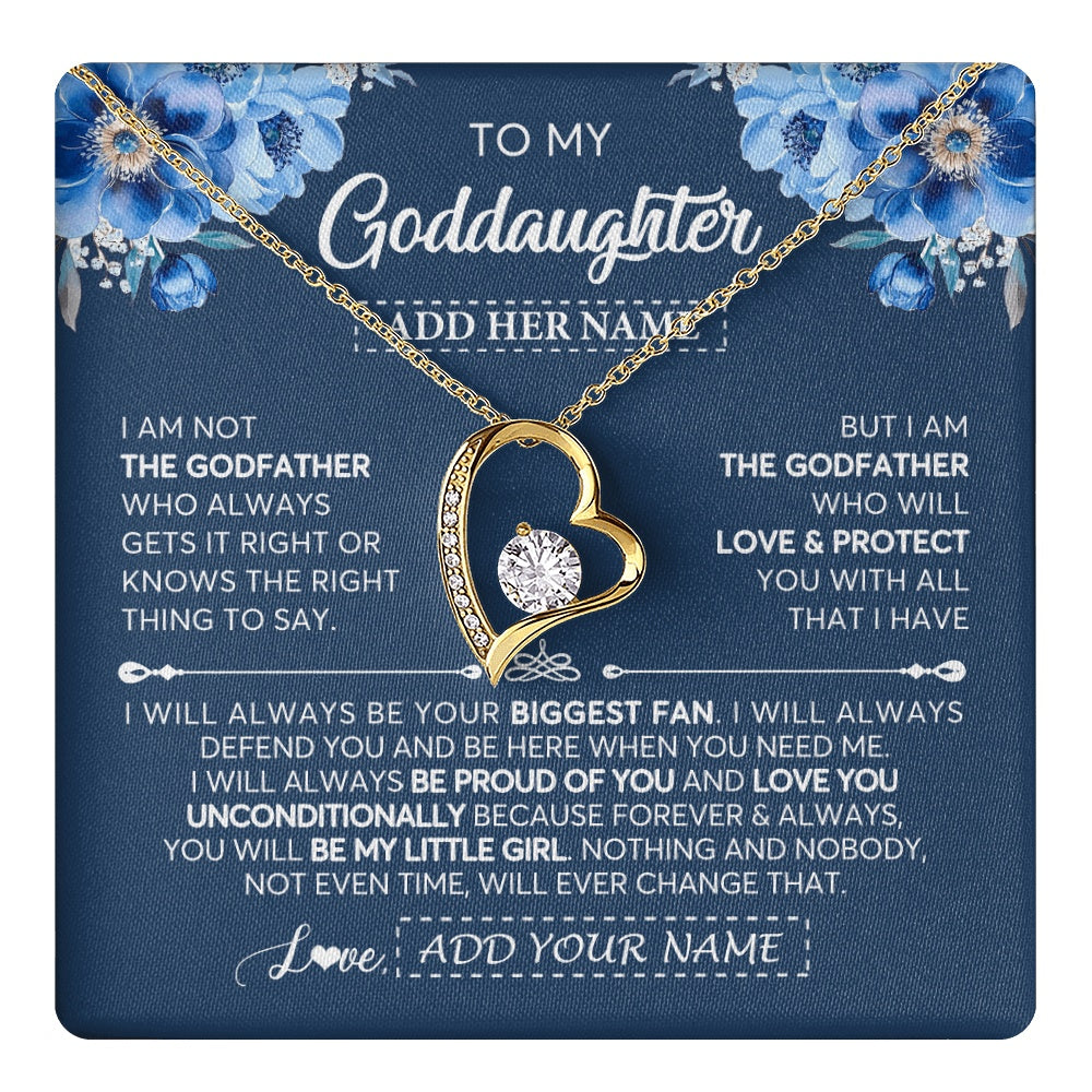Forever Love Necklace 18K Yellow Gold Finish | 1 | Personalized To My Goddaughter Necklace From Godfather Proud Of You Birthday Gifts For Goddaughter Jewelry Gifts Christmas Custom Gift Box Message Card | https://teecentury.