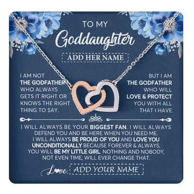 Interlocking Hearts Necklace Stainless Steel & Rose Gold Finish | 1 | Personalized To My Goddaughter Necklace From Godfather Proud Of You Birthday Gifts For Goddaughter Jewelry Gifts Christmas Custom Gift Box Message Card | https://teecentury.