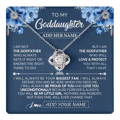 Love Knot Necklace 14K White Gold Finish | 1 | Personalized To My Goddaughter Necklace From Godfather Proud Of You Birthday Gifts For Goddaughter Jewelry Gifts Christmas Custom Gift Box Message Card | https://teecentury.