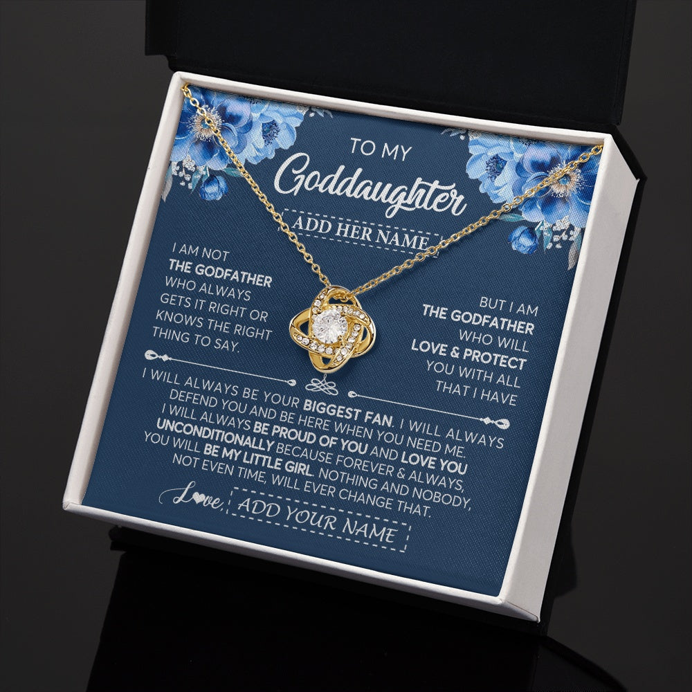 Love Knot Necklace 18K Yellow Gold Finish | 2 | Personalized To My Goddaughter Necklace From Godfather Proud Of You Birthday Gifts For Goddaughter Jewelry Gifts Christmas Custom Gift Box Message Card | https://teecentury.