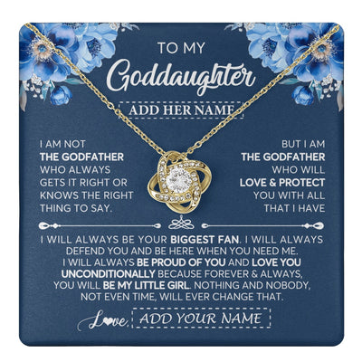 Love Knot Necklace 18K Yellow Gold Finish | 1 | Personalized To My Goddaughter Necklace From Godfather Proud Of You Birthday Gifts For Goddaughter Jewelry Gifts Christmas Custom Gift Box Message Card | https://teecentury.