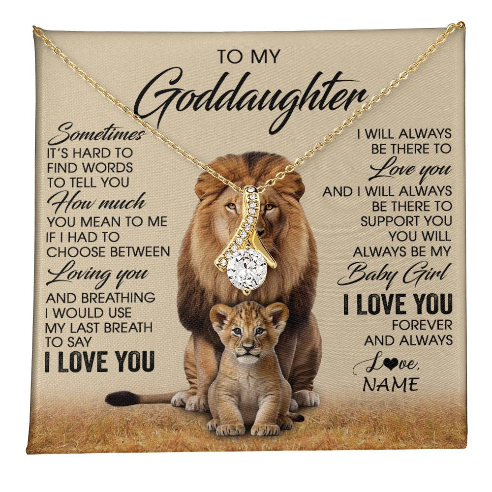 Alluring Beauty Necklace 18K Yellow Gold Finish | 1 | Personalized To My Goddaughter Necklace From Godfather Sometimes It's Hard Lion Goddaughter Gift Birthday Jewelry Christmas Customized Gift Box Message Card | teecentury