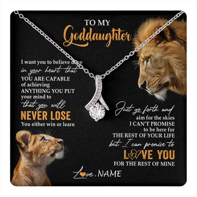 Alluring Beauty Necklace 14K White Gold Finish | 1 | Personalized To My Goddaughter Necklace From Godfather Uncle You Will Never Lose Lion Goddaughter Birthday Gifts Graduation Christmas Gift Box Message Card | teecentury