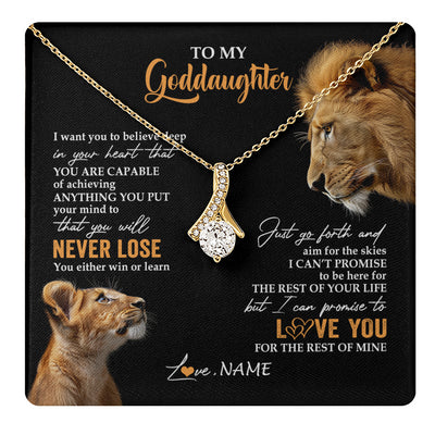 Alluring Beauty Necklace 18K Yellow Gold Finish | 1 | Personalized To My Goddaughter Necklace From Godfather Uncle You Will Never Lose Lion Goddaughter Birthday Gifts Graduation Christmas Gift Box Message Card | teecentury