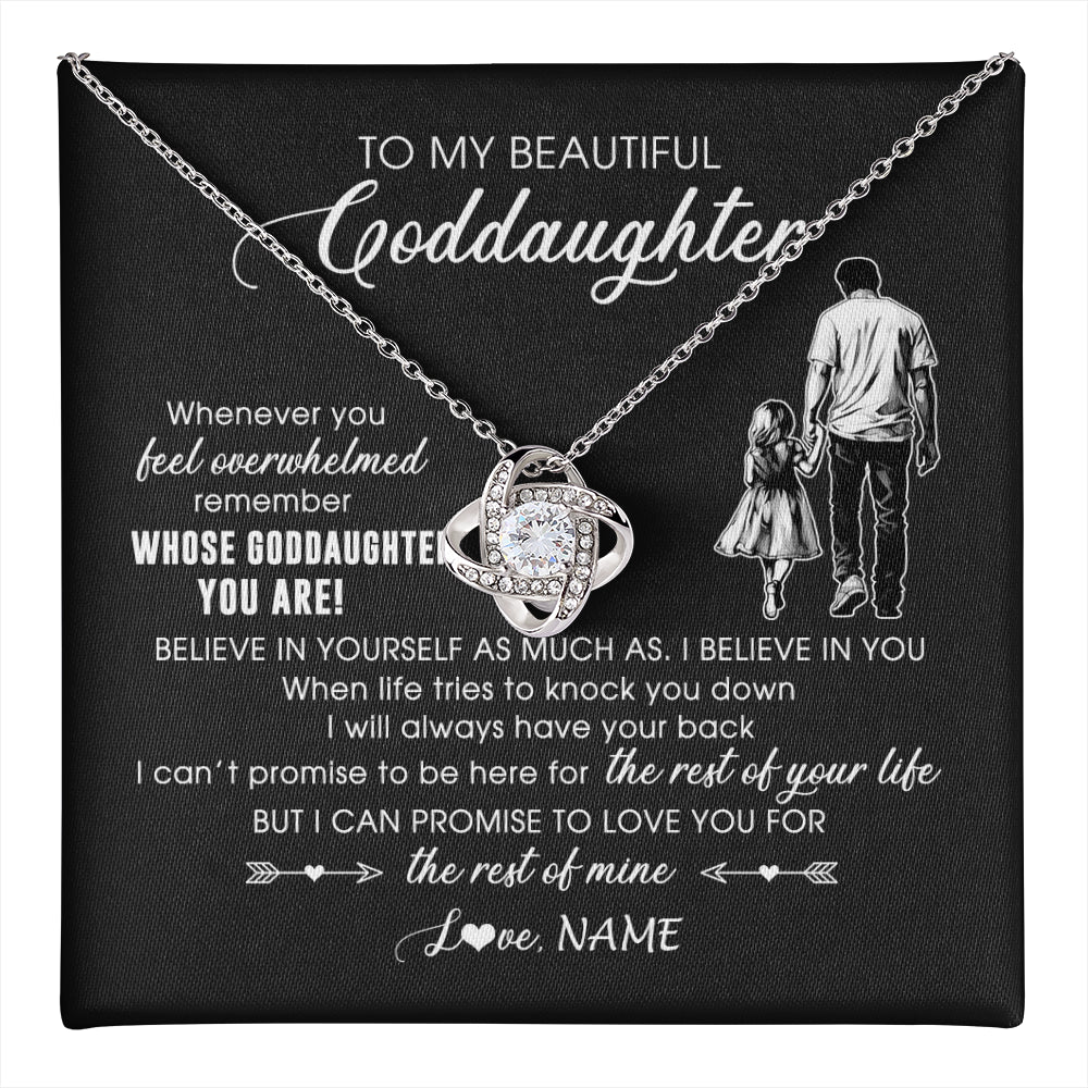 Love Knot Necklace 14K White Gold Finish | 1 | Personalized To My Goddaughter Necklace From Godfather Whenever You Feel Overwhelmed Goddaughter Jewelry Birthday Graduation Christmas Customized Message Card | teecentury