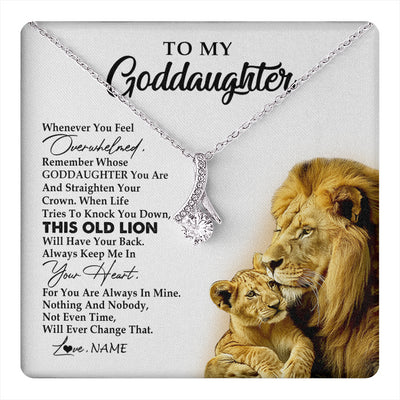 Alluring Beauty Necklace 14K White Gold Finish | 1 | Personalized To My Goddaughter Necklace From Godfather Whenever You Fell Overwhelmed Lion Goddaughter Birthday Christmas Customized Gift Box Message Card | teecentury
