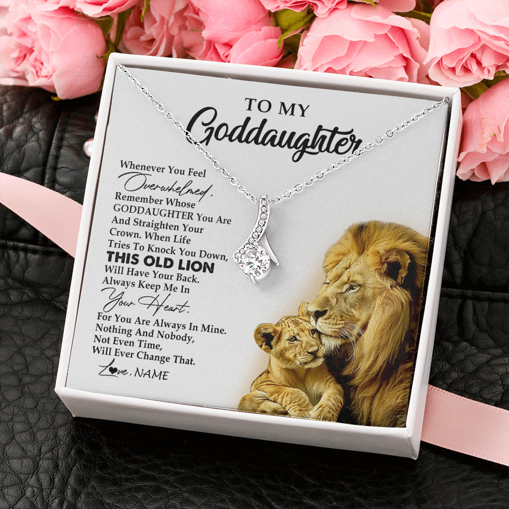 Alluring Beauty Necklace 14K White Gold Finish | 2 | Personalized To My Goddaughter Necklace From Godfather Whenever You Fell Overwhelmed Lion Goddaughter Birthday Christmas Customized Gift Box Message Card | teecentury