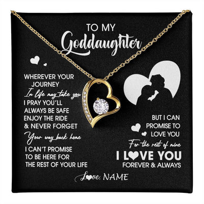 Forever Love Necklace 18K Yellow Gold Finish | 1 | Personalized To My Goddaughter Necklace From Godfather Wherever Your Journey Goddaughter Birthday Gifts Graduation Christmas Customized Gift Box Message Card | teecentury