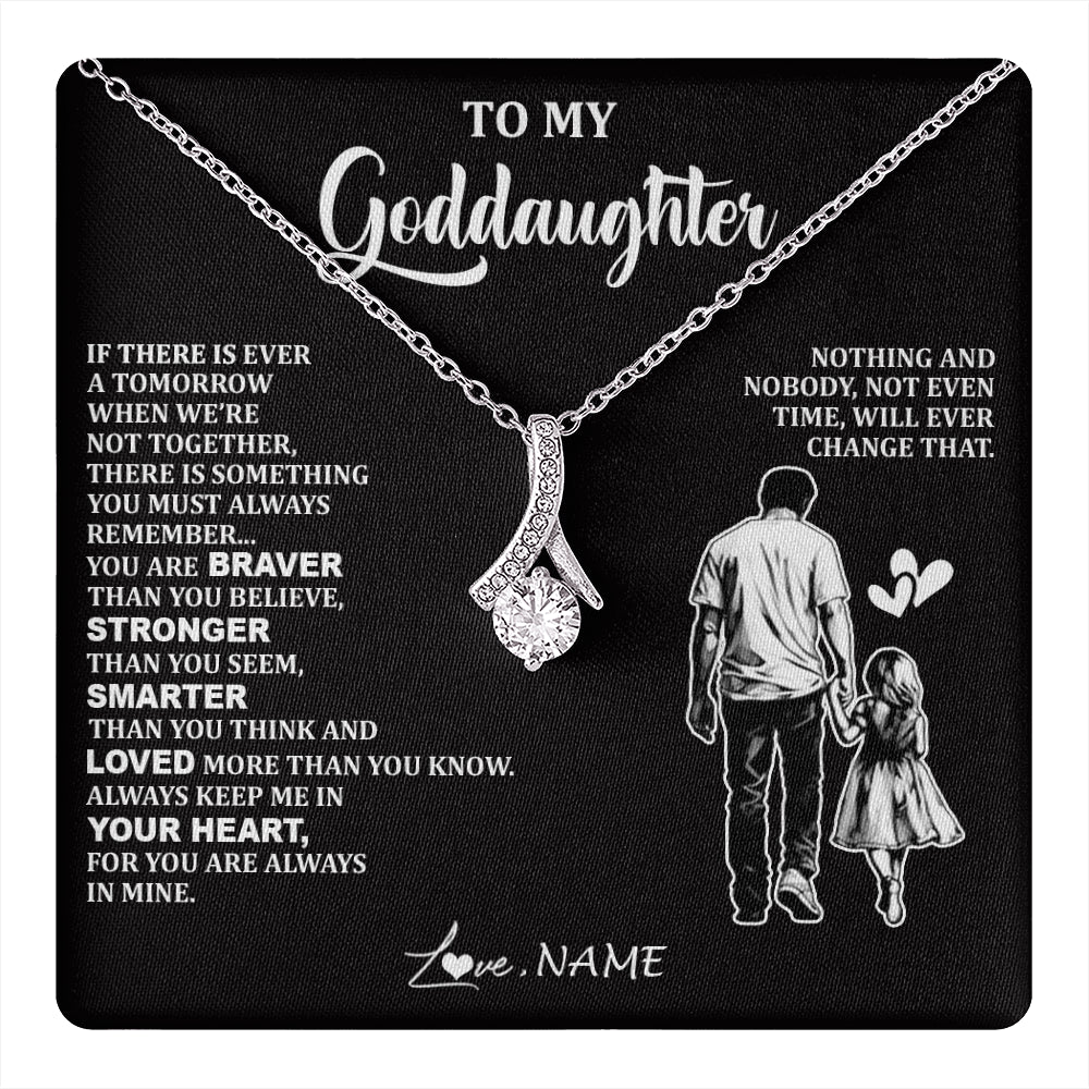 Alluring Beauty Necklace 14K White Gold Finish | 1 | Personalized To My Goddaughter Necklace From Godfather You Are Always In Mine Beautiful Goddaughter Birthday Graduation Christmas With Gift Box Message Card | teecentury