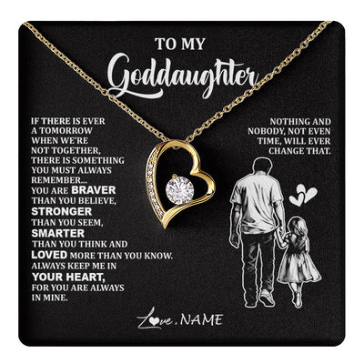 Forever Love Necklace 18K Yellow Gold Finish | 1 | Personalized To My Goddaughter Necklace From Godfather You Are Always In Mine Beautiful Goddaughter Birthday Graduation Christmas With Gift Box Message Card | teecentury