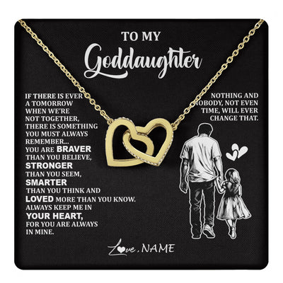 Interlocking Hearts Necklace 18K Yellow Gold Finish | 1 | Personalized To My Goddaughter Necklace From Godfather You Are Always In Mine Beautiful Goddaughter Birthday Graduation Christmas With Gift Box Message Card | teecentury