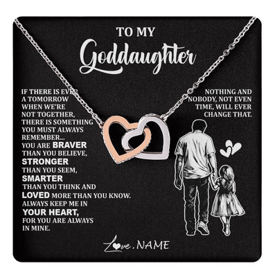 Interlocking Hearts Necklace Stainless Steel & Rose Gold Finish | 1 | Personalized To My Goddaughter Necklace From Godfather You Are Always In Mine Beautiful Goddaughter Birthday Graduation Christmas With Gift Box Message Card | teecentury