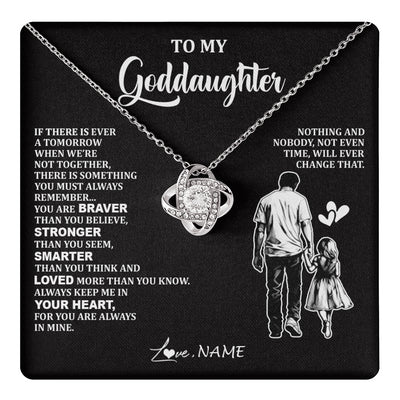 Love Knot Necklace 14K White Gold Finish | 1 | Personalized To My Goddaughter Necklace From Godfather You Are Always In Mine Beautiful Goddaughter Birthday Graduation Christmas With Gift Box Message Card | teecentury