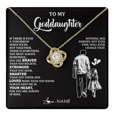 Love Knot Necklace 18K Yellow Gold Finish | 1 | Personalized To My Goddaughter Necklace From Godfather You Are Always In Mine Beautiful Goddaughter Birthday Graduation Christmas With Gift Box Message Card | teecentury