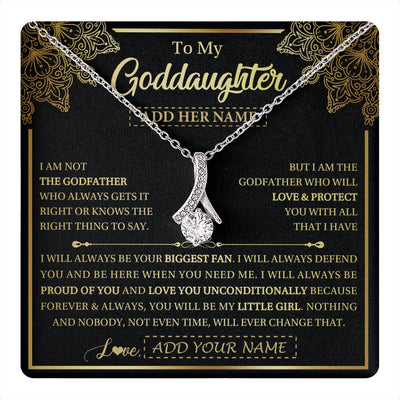 Alluring Beauty Necklace 14K White Gold Finish | 1 | Personalized To My Goddaughter Necklace From Godfather Your Biggest Fan Birthday Gifts For Goddaughter Gifts Christmas Jewelry Custom Gift Box Message Card | teecentury.myshopify