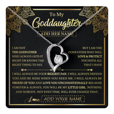 Forever Love Necklace 14K White Gold Finish | 1 | Personalized To My Goddaughter Necklace From Godfather Your Biggest Fan Birthday Gifts For Goddaughter Gifts Christmas Jewelry Custom Gift Box Message Card | teecentury.myshopify