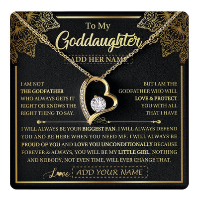 Forever Love Necklace 18K Yellow Gold Finish | 1 | Personalized To My Goddaughter Necklace From Godfather Your Biggest Fan Birthday Gifts For Goddaughter Gifts Christmas Jewelry Custom Gift Box Message Card | teecentury.myshopify