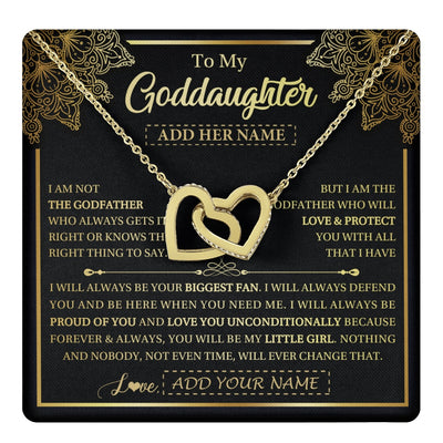 Interlocking Hearts Necklace 18K Yellow Gold Finish | 1 | Personalized To My Goddaughter Necklace From Godfather Your Biggest Fan Birthday Gifts For Goddaughter Gifts Christmas Jewelry Custom Gift Box Message Card | teecentury.myshopify